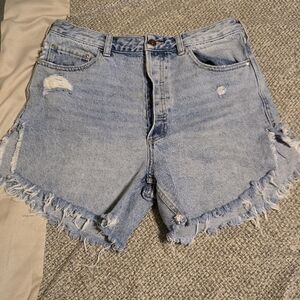 FREE PEOPLE-Denim Distressed Shorts